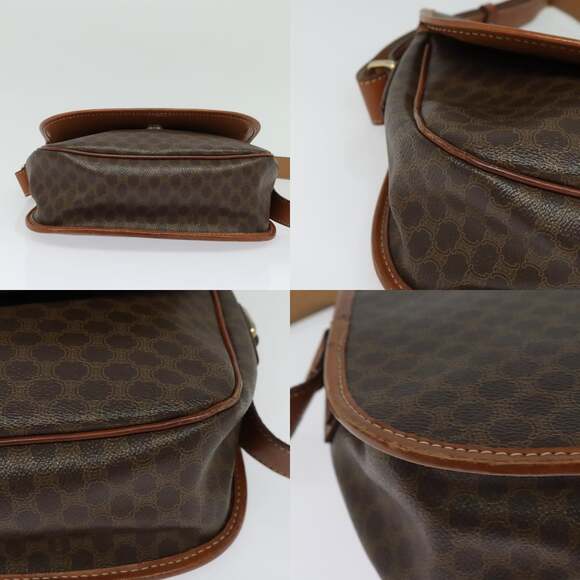 CELINE Macadam Canvas Shoulder Bag Pvc Leather Brown Gold - Picture 10 of 12